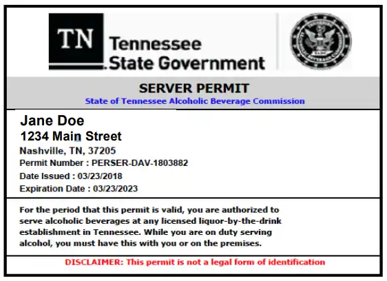 Tennessee Server Permit